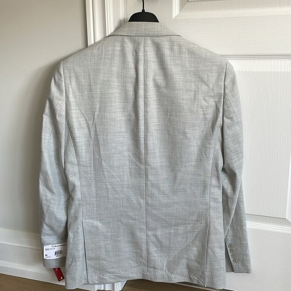 Calvin Klein Men's Slim Fit Mariano Blazer Sport Coat Suit Jacket White Grey 38R - Picture 3 of 8